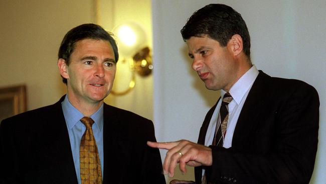 John Brumby and Steve Bracks in March 1999, on the day Bracks replaced Brumby as Victorian Labor leader.