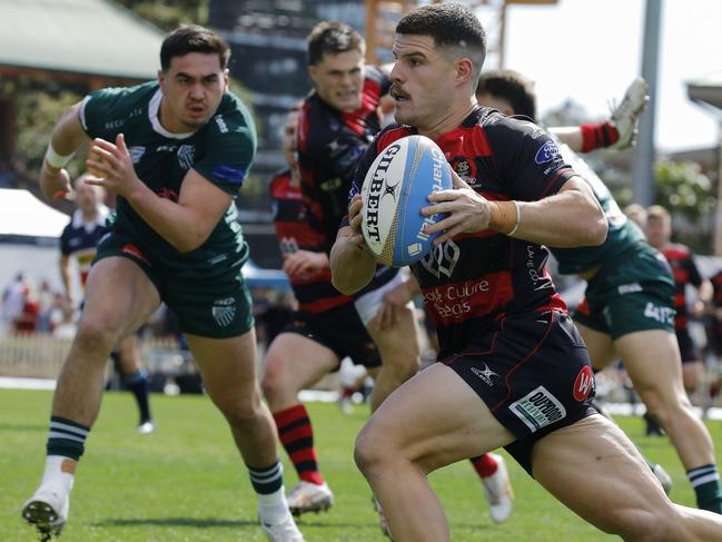 Northern Suburbs' Max Burey cuts loose against Randwick in last week's Shute Shield elimination final. Picture: Karen Watson for SRU 30.08.24