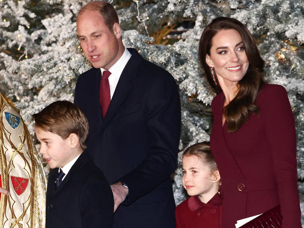 Prince William and Kate Middleton, Prince George and Princess Charlotte attend the Together At Christmas Carol Service at Westminster Abbey. Picture: Henry Nicholls/AFP