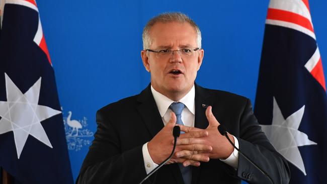 Scott Morrison in Melbourne yesterday. Picture: Getty Images