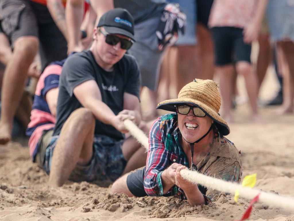 Team No Mads won the men’s tug of war final against team CrossFit Darwin with team No Mads winning the women's tug of war as well. Picture: Glenn Campbell