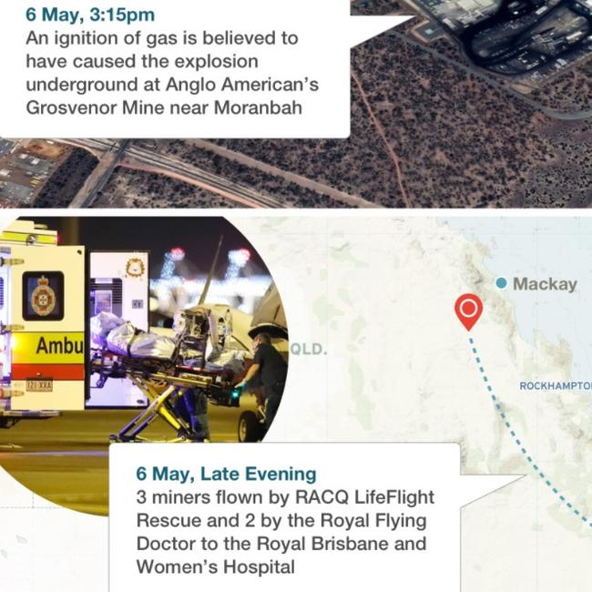 The Grosvenor mine explosion near Mackay left five miners fighting for life, including a Whitsunday region man.