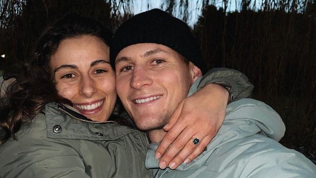 Adelaide Crows player Jordan Dawson announces engagement to partner Milly Dutton. Picture: Instagram