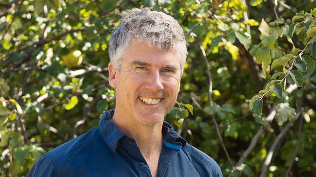 Matthew Evans on his farm in southern Tasmania. Picture: Alan Benson