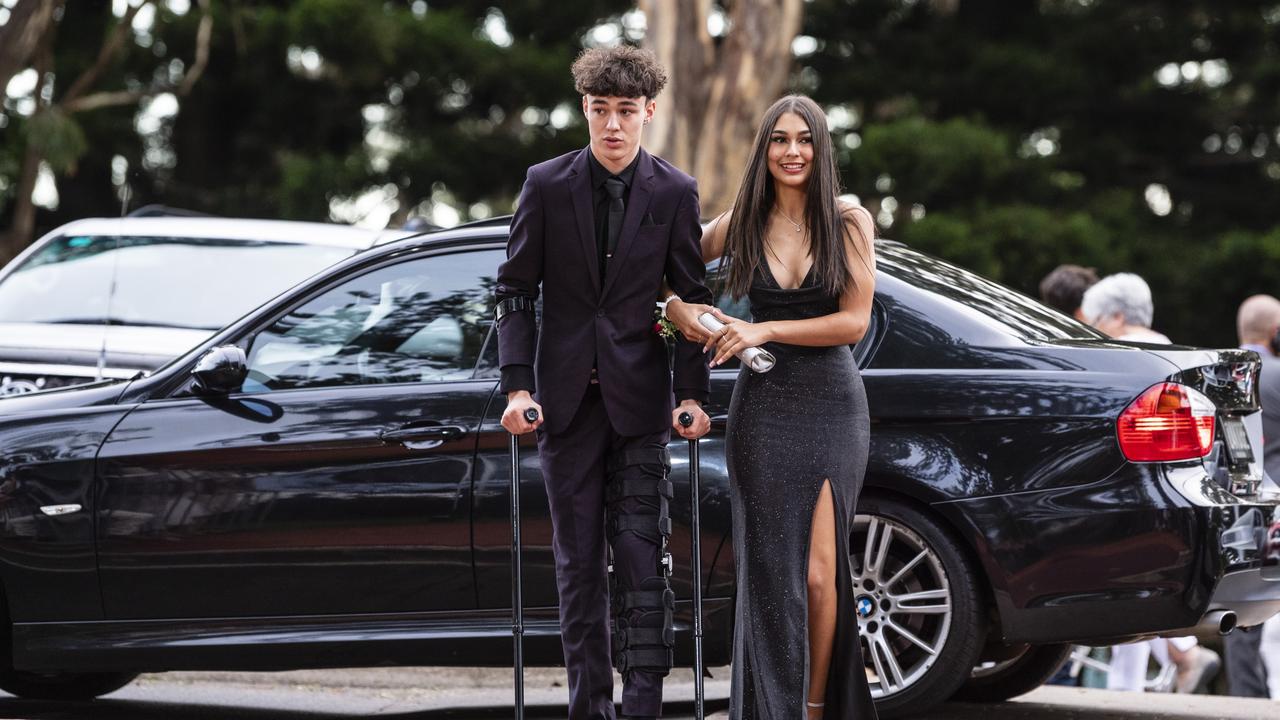 Noah Gierke and partner Heloisa Da Silva at St Mary's College formal at Picnic Point, Friday, March 24, 2023. Picture: Kevin Farmer