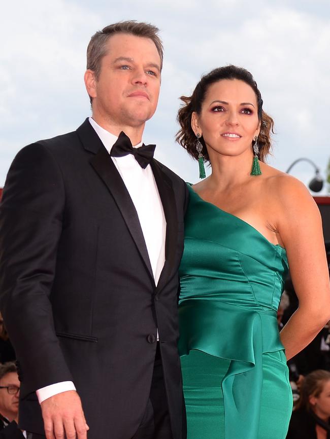 Matt Damon and his wife Luciana at the Suburbicon premiere. Picture: AFP