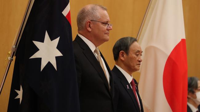 Prime Minister Scott Morrison meeting Prime Minister of Japan Yoshihide Suga in Tokyo. Picture: Adam Taylor