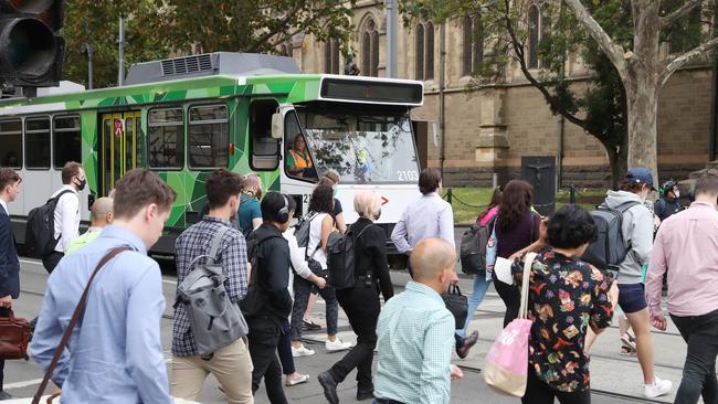 Many workers are now allowed to return to work in Melbourne after extensive Covid restrictions. Picture: NCA NewsWire / David Crosling