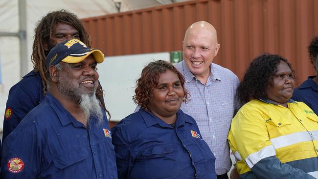 Federal Opposition leader Peter Dutton visited the Laverton Training Centre where local indigenous residents are training to become rangers. Picture: Opposition Leaders Office