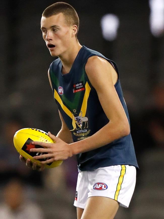 Nik Cox in action for Australia Under-17s.