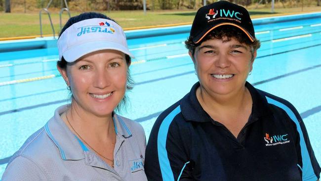 MAKING A SPLASH: Amy Golchert and IWC North Burnett assistant manager Cynthia George are encouraging mums and bubs to come along to the IWC free session on Thursday, March 21. Picture: SImon Young