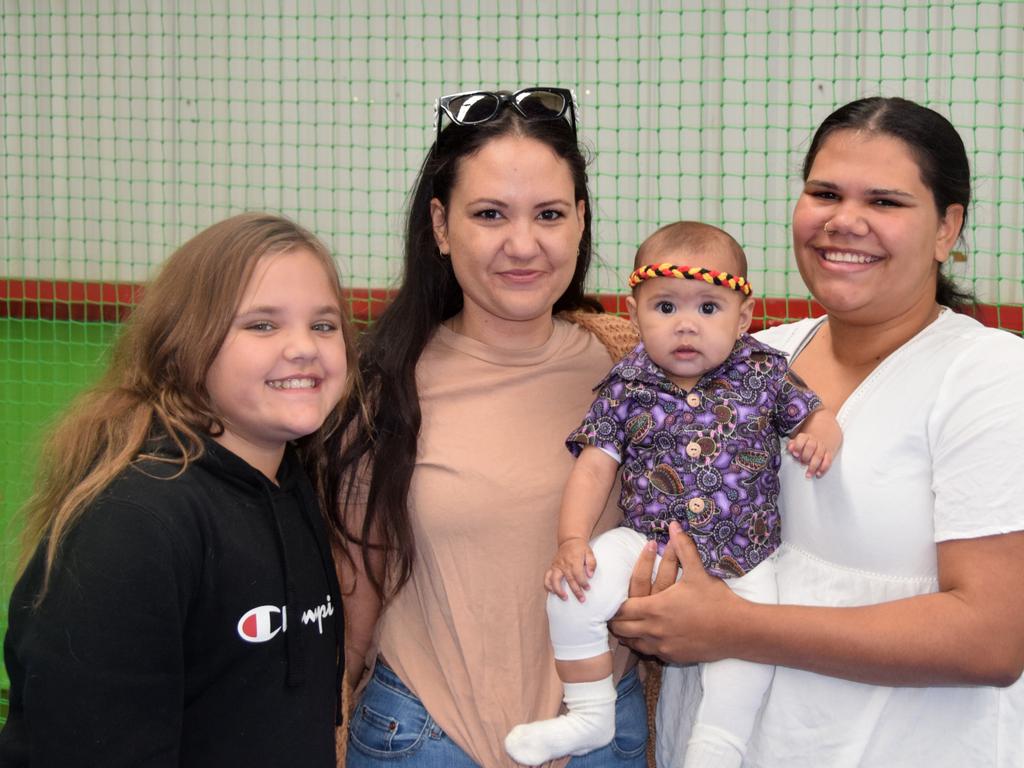 Scarlett Halvorson, Shara Kina, Taylor Anderson and baby Constance Asse at the NAIDOC Baby Show 2021