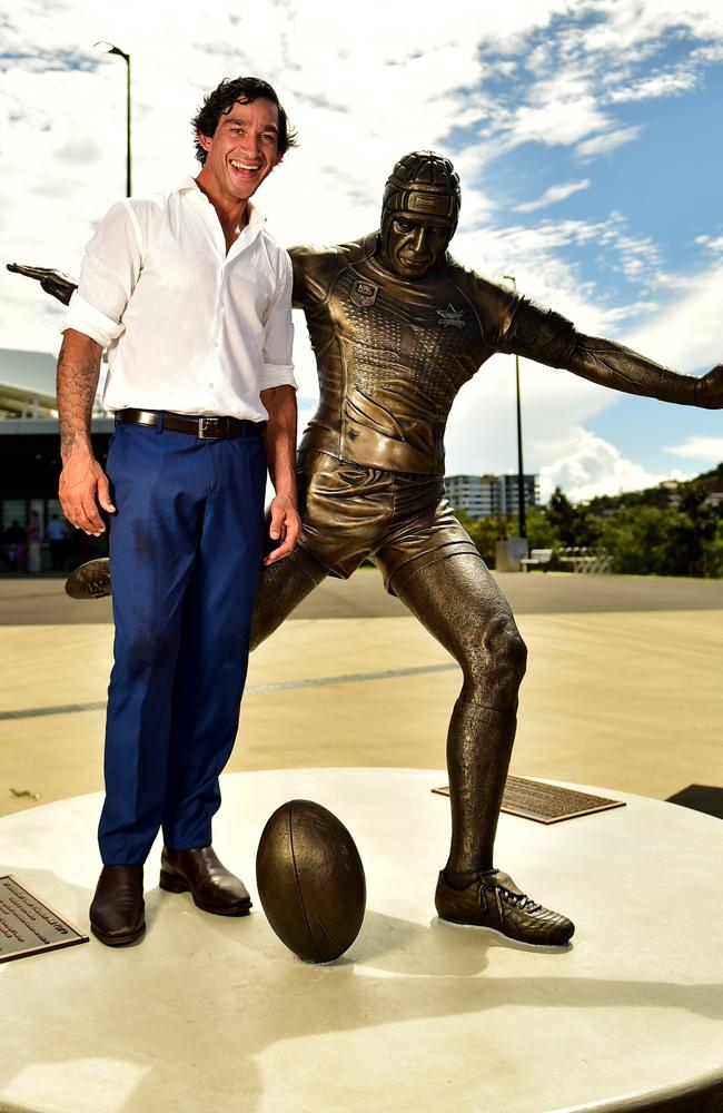 Johnathan Thurston was immortalised in bronze. Picture: Alix Sweeney