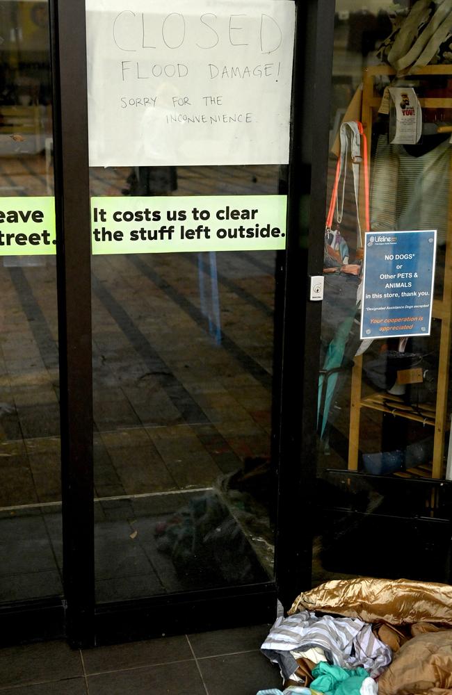 Charity store Lifeline remains closed in Manly on Wednesday after it was inundated by floodwaters on Tuesday. Picture: NCA NewsWire / Jeremy Piper