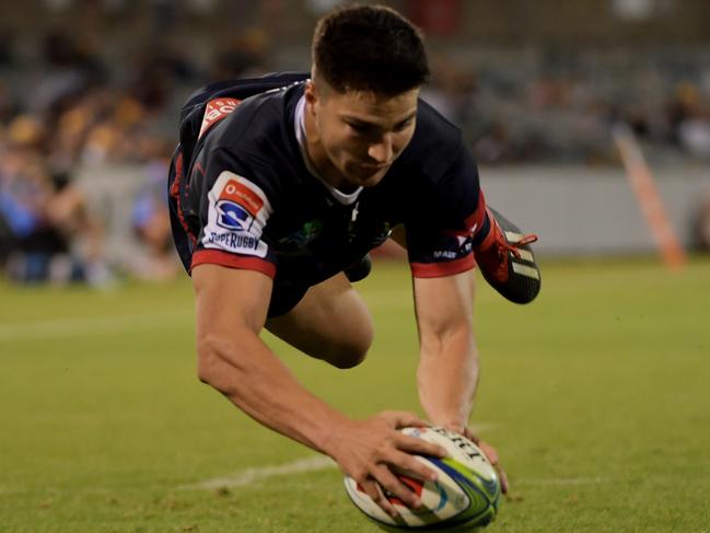 Maddocks scoring for the Rebels against the Brumbies last season. Picture: Getty Images