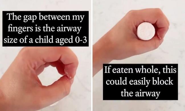 A child's airway is about the same size as the marshmallow. Source: Instagram/tinyheartseducation.