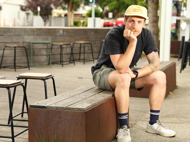 Ben McLachlan has been in a year long dispute with council to try and keep the parklet at The Local cafe. Picture: Alison Wynd