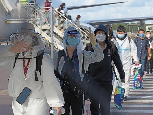 The first planeload of international students arrived in Darwin in November. Picture: Supplied