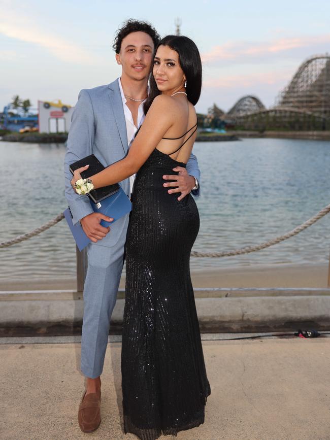 Arnel Ovcina and Melissa Javadi at the Southport State High School Formal at SeaWorld. Picture, Portia Large.