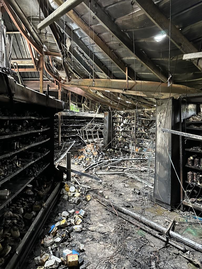 Fire and smoke destroyed the inside of Woolworths and some nearby businesses. Picture: Supplied