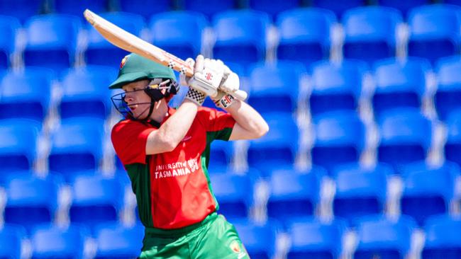 Luke Quinlan batting for Tasmania at the Under 17 Cricket Nationals. Picture: Linda Higginson/Cricket Australia