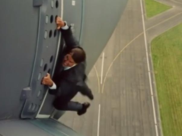 A still from Mission:Impossible Rogue Nation teaser trailer starring Tom Cruise, Simon Pegg and Jeremy Renner.
