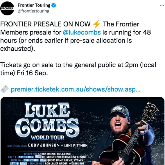 Luke Combs fans waited hours to secure a ticket to his shows, with many missing out. Picture: Twitter