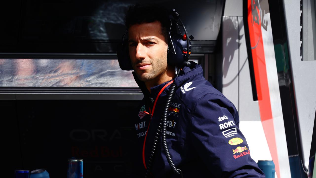 Daniel Ricciardo in the Red Bull pit wall. Photo by Mark Thompson/Getty Images.