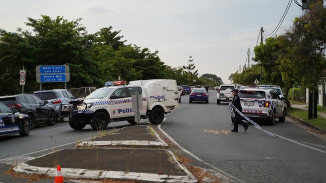 Mackay police cordoned off streets in an unfolding emergency along Bridge Rd on Monday, November 21, 2022 which resulted in officers shooting a man. Picture: Heidi Petith