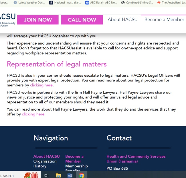 HACSU's website spruiks the services of Hall Payne. The legal firm has successfully applied to stop workers’ compensation payments for one of its young lawyers, who was allegedly raped at a HACSU delegates conference the firm sent her to attend.