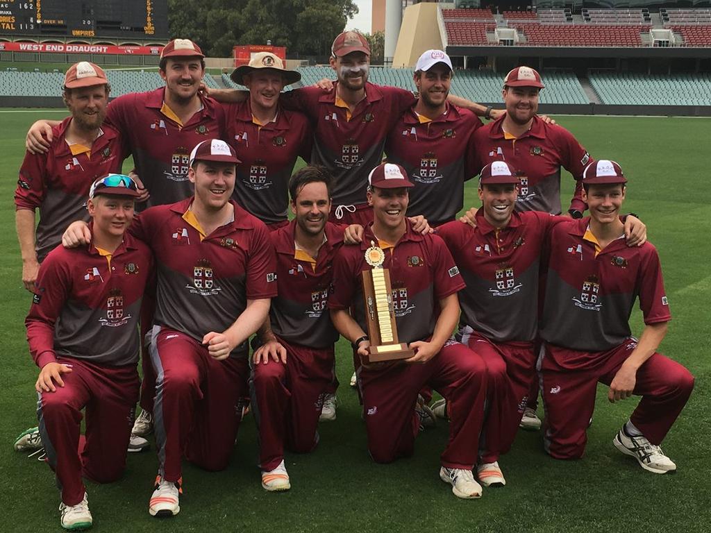 Prince Alfred Old Collegians Cricket Club's A grade side afterwinning the Adelaide Turf division one Twenty20 title on Sunday, 3 March2019 at Adelaide Oval. Picture: Matthew Kildea