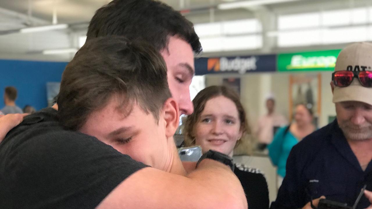 WELCOME HOME: Zhannon's family welcomed him home at the Bundaberg Airport on Friday afternoon.