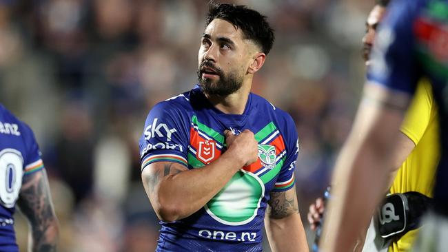 AUCKLAND, NEW ZEALAND - SEPTEMBER 16:Shaun Johnson of the Warriors  during the NRL Semi Final match between the New Zealand Warriors and Newcastle Knights at Go Media Stadium Mt Smart on September 16, 2023 in Auckland, New Zealand. (Photo by Fiona Goodall/Getty Images)