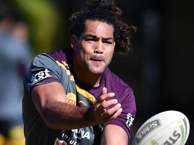 Brisbane Broncos player Adam Blair during a training session in Brisbane, Wednesday, Aug. 2, 2017. The Broncos will play the Gold Coast Titans in their round 22 NRL clash. (AAP Image/Darren England) NO ARCHIVING