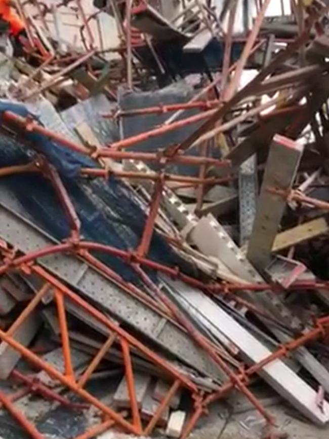 The scene of the collapse at Macquarie Park. Picture: 10 News First