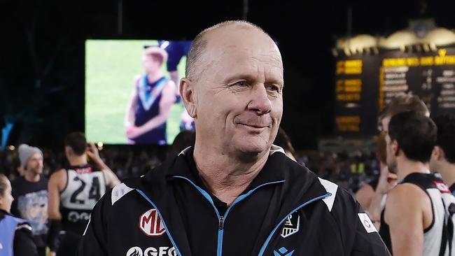 NCA. MELBOURNE, AUSTRALIA. September 13 , 2024. AFL.  2nd semi final. Port Adelaide vs Hawthorn at the Adelaide Oval.    Ken Hinkley, head coach of the Power after semi final win   . Pic: Michael Klein