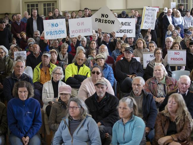 Hundreds of people turned out for a protest against the proposed prison. Picture: CHRIS KIDD