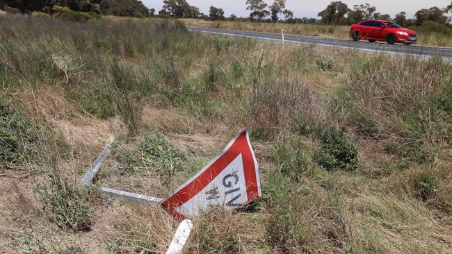 The scene of double fatal crash on the Riddoch Highway, outside Willalooka. Picture: Russell Millard Photography