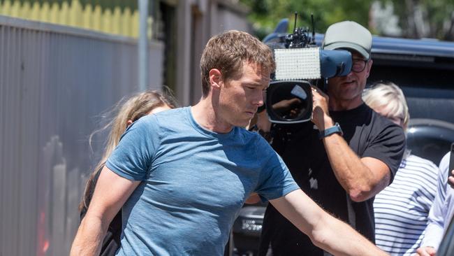 Australian Cyclist Rohan Dennis is seen leaving his Medindie house in January 2024 after the death of his wife. Photo: NCA Newswire/ Brett Hartwig