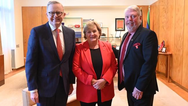Denise and Bruce Morcombe in Canberra with Prime Minister Anthony Albanese. Picture - contributed.