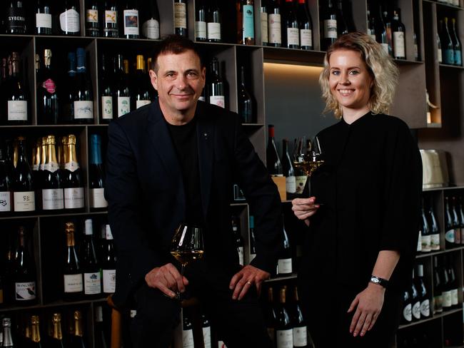 Sommeliers Polly Mackarel and Nick Hildebrandt at Cirrus Dining in Barangaroo, Sydney, on Friday, September 22, 2023. Photo: Nikki Short