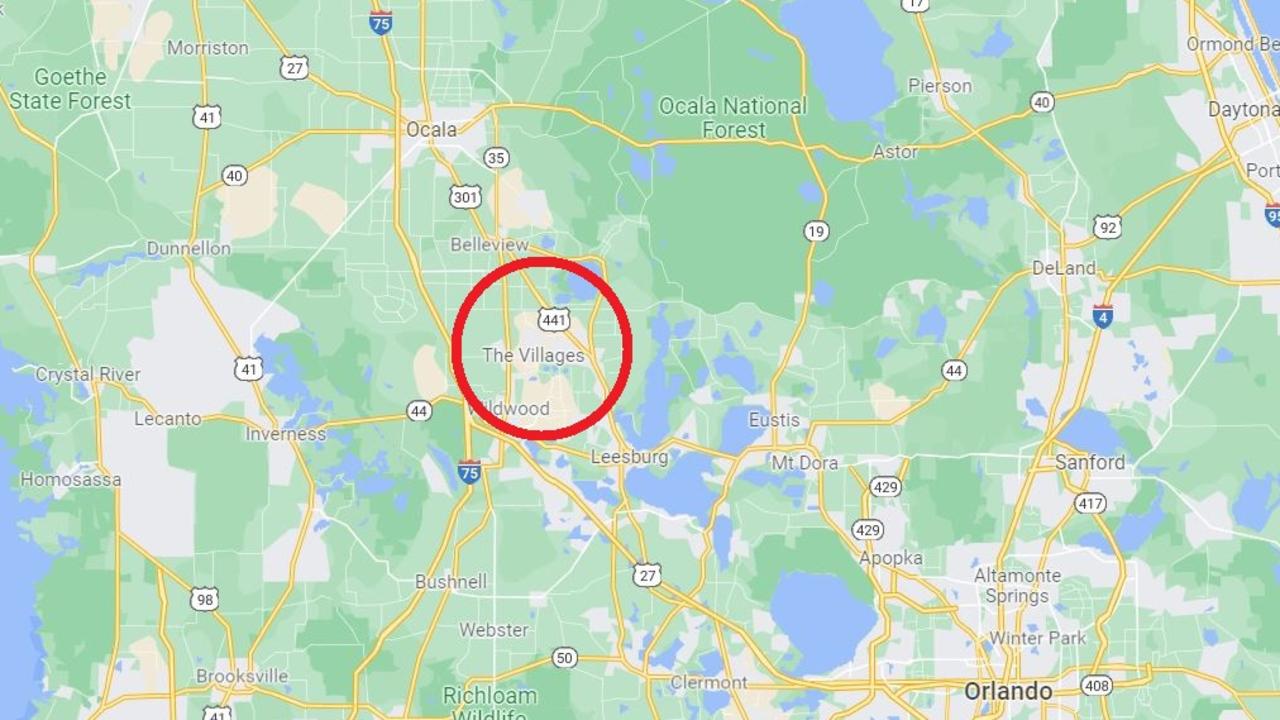 The Villages is located north west of Orlando in Florida. Picture: Google.