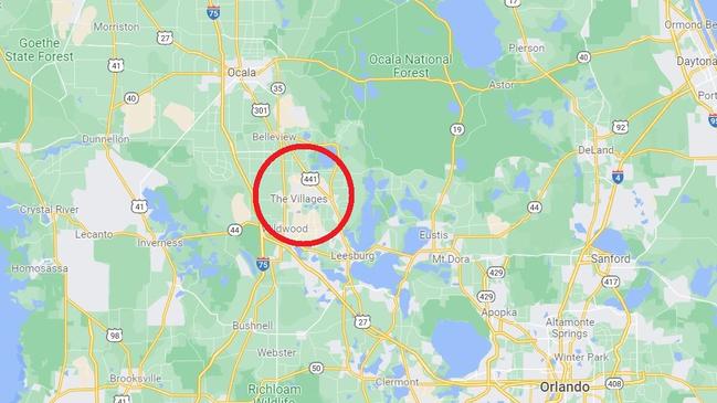 The Villages is located north west of Orlando in Florida. Picture: Google.