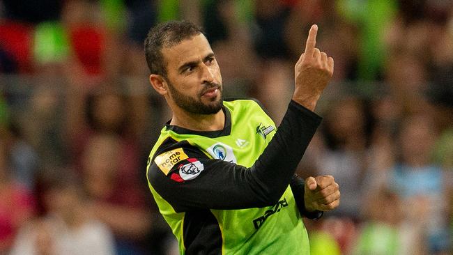 Fawad Ahmed celebrates a wicket. Picture: AAP