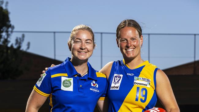 Williamstown coach Penny Cula-Reid and captain Erin Meade. <span>Photo: AFL Photos/Getty Images.</span>