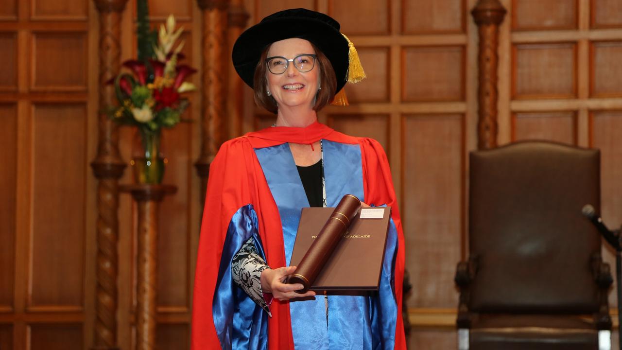 Former prime minister Julia Gillard in 2019 is awarded an Honorary Degree of Doctor of the University of Adelaide. Picture: Supplied