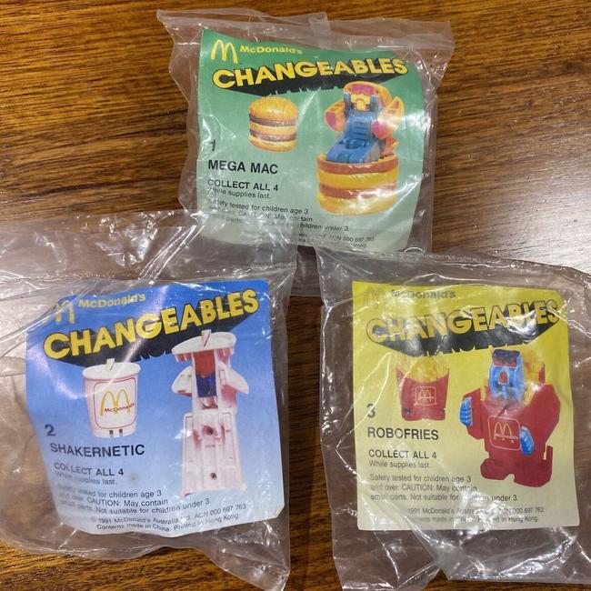 These vintage McDonalds 1991 'Changeables' Happy Meal toys recently sold for $145 for its Queensland-based seller. Picture: eBay / @guesswholiz