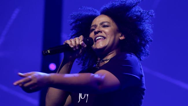 Okenyo performs during the 2024 APRA Music Awards at ICC Sydne. Picture: Getty Images