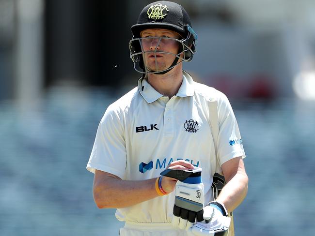 Cameron Bancroft leaves the field after being dismissed cheaply by James Pattinson. Picture: AAP Image/Richard Wainwright