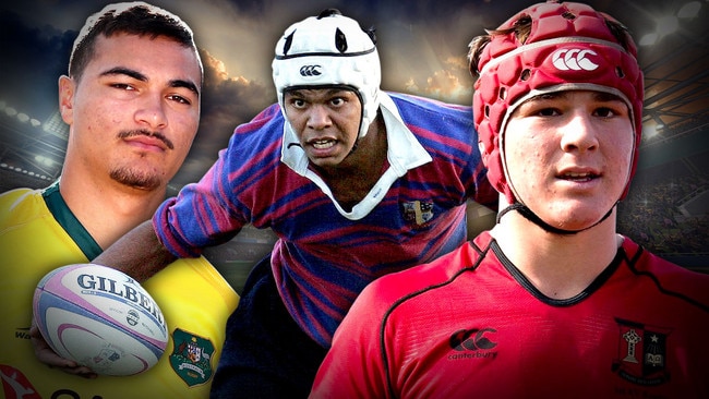 Kurtley Beale (centre) was one of the most prodigious schoolboy talents Australia has ever seen.